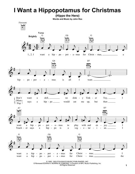 Arrangement Trumpet Solo. . Chords for i want a hippopotamus for christmas